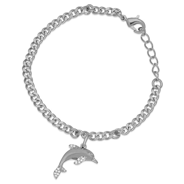 Accents by Gianni Argento Diamond Dolphin Cuban Link Bracelet - image 