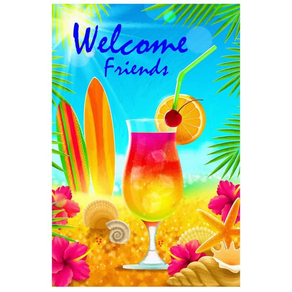 Northlight Seasonal Hello Summer Tropical Beach House Flag