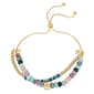 Shine Multi Color Stone Bloom Flower Beaded Bolo Bracelet - image 1