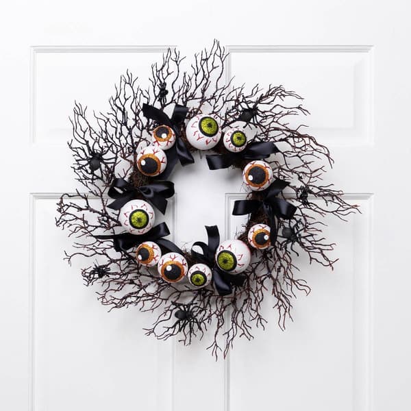 Northlight Seasonal 24in. Halloween Eyeballs & Spiders Wreath