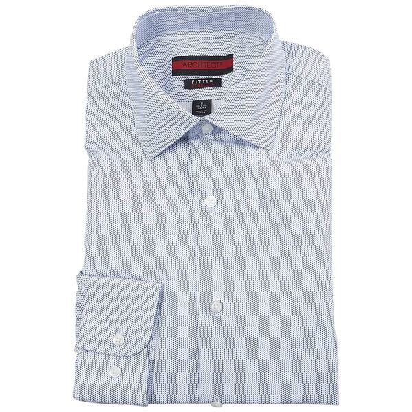 Mens Architect&#40;R&#41; Fitted Dress Shirt - White & Blue Print - image 