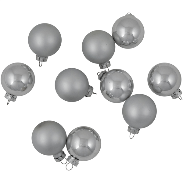 Northlight 10ct. Silver Shiny & Matte Glass Christmas Ornaments