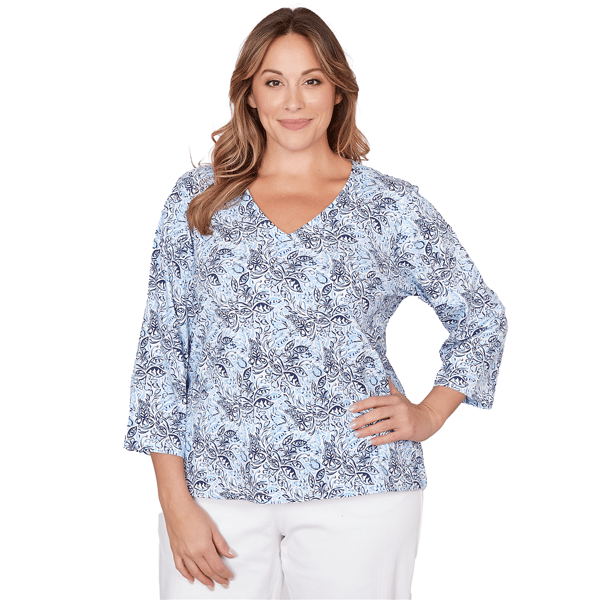 Plus Size Heart''s of Palm Printed Essentials Printed Stretch Jer