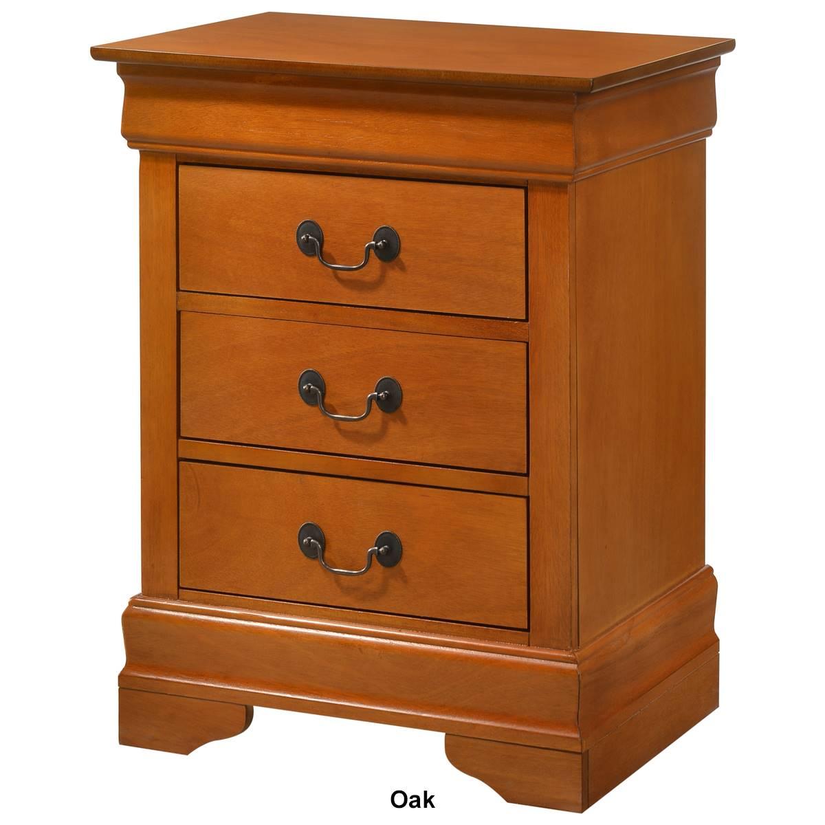 Passion Furniture Louis Philippe 3-Drawer Nightstand