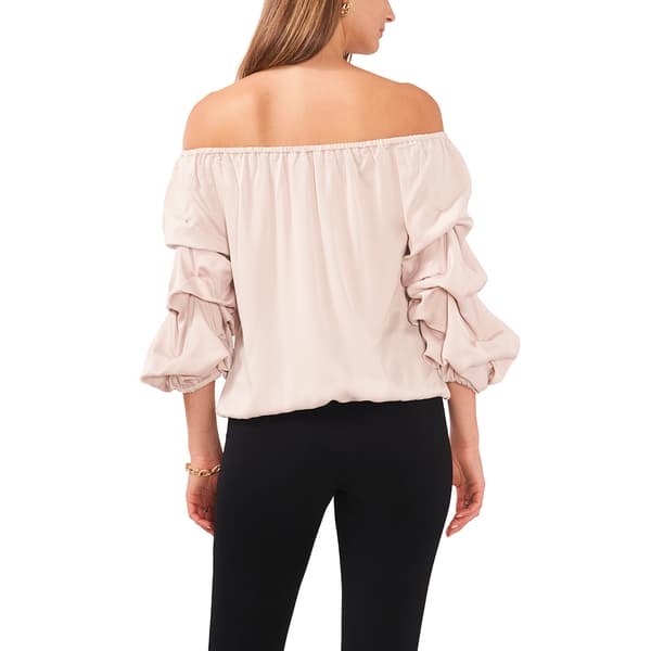 Plus Size MSK 3/4 Lantern Sleeve Solid Tie Waist Blouse