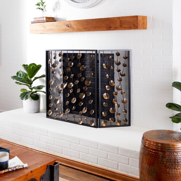 9th & Pike® Gold Metal Modern Fireplace Screen