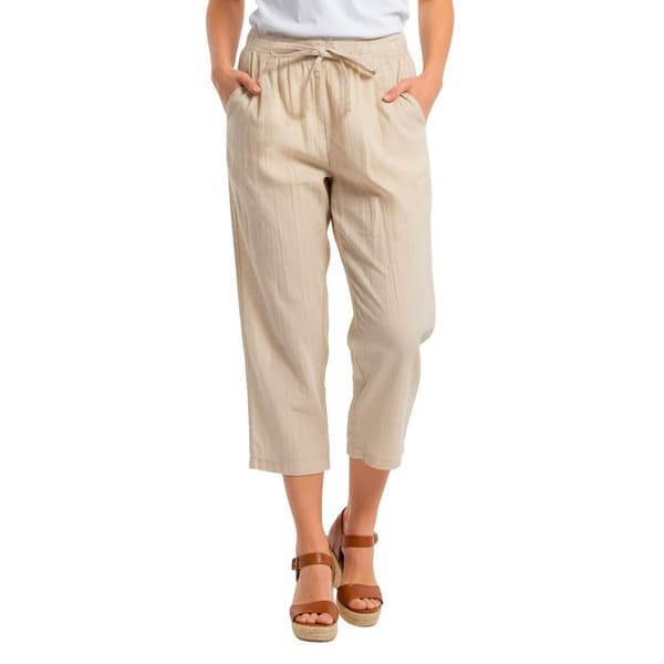 Petite Hasting & Smith Solid Crinkle Tie Front Capris