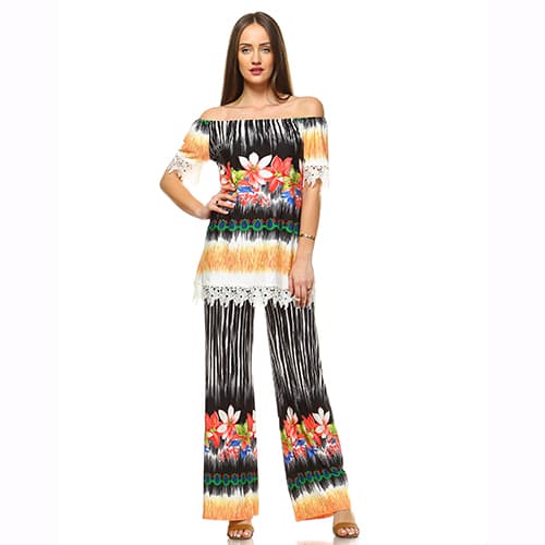Womens White Mark Short Sleeve Top & Pants Set