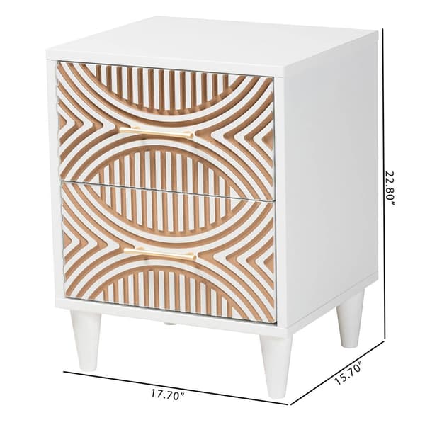 Baxton Studio Louetta Carved Contrasting Nightstand
