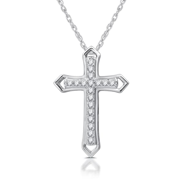 Nova Star&#40;R&#41; 1/10cttw. Lab Grown Diamond Double Cross Pendant