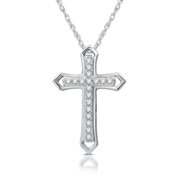 Nova Star&#40;R&#41; 1/10cttw. Lab Grown Diamond Double Cross Pendant - image 
