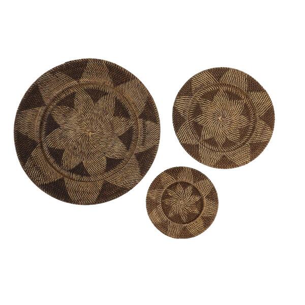 9th & Pike&#40;R&#41; Round Wicker Basket Trays Wall Decor - Set of 3 - image 