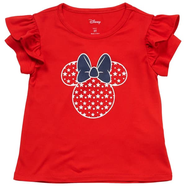 Toddler Girl Disney Minnie Glitter Stars Americana Tee - image 
