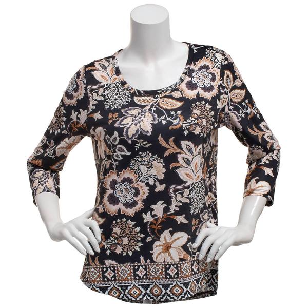 Womens OneWorld 3/4 Sleeve Round Neck Tropical Sublimation Tee