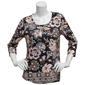 Womens OneWorld 3/4 Sleeve Round Neck Tropical Sublimation Tee - image 1