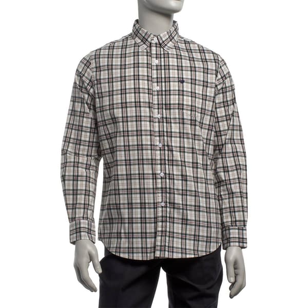 Mens Chaps Long Sleeve Plaid Button Down Shirt - White Sand - image 