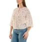 Womens Zac & Rachel 3/4 Sleeve Tie Neck Ice Cream Blouse - image 3