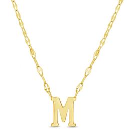 Sterling Silver Gold Polished M Initial Pendant Necklace
