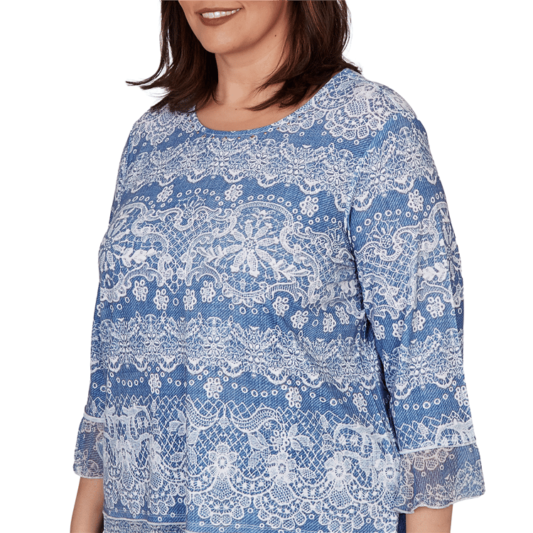 Plus Size Alfred Dunner Camden Market Embroidered Lace Blouse