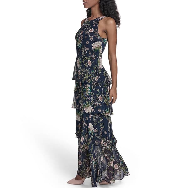 Womens Tommy Hilfiger Halter Neck Floral Tier Maxi Dress