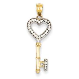 Gold Classics(tm) 14kt. & Rhodium Key Pendant