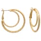 Freedom Nickel-Free Double Textured Wire Gold-Tone Hoop Earrings - image 2