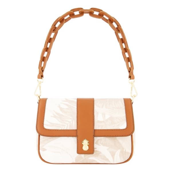 Tommy Bahama Leather Trim Floral Crossbody Flap