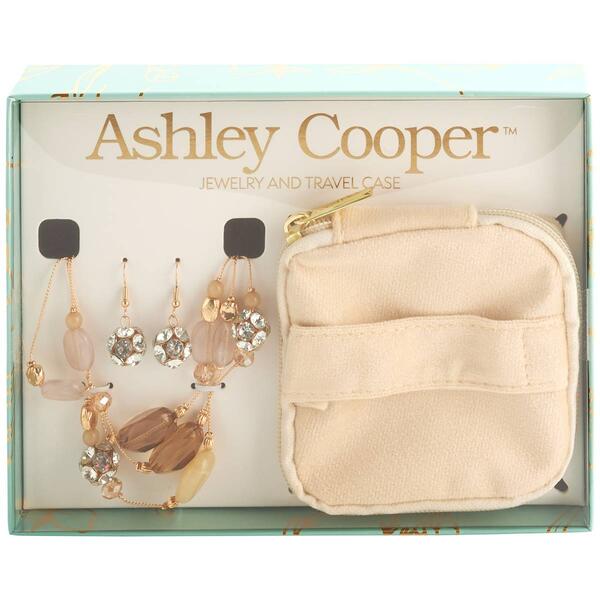 Ashley Cooper&#40;tm&#41; Blush Crystal Necklace Travel Jewelry Pouch Set - image 