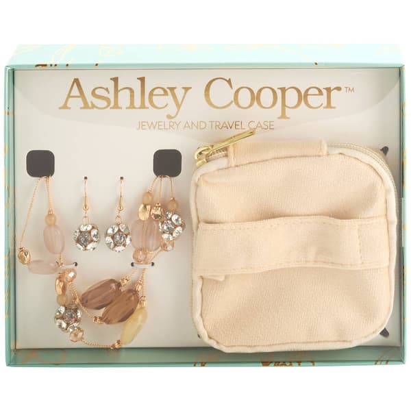 Ashley Cooper™ Blush Crystal Necklace Travel Jewelry Pouch Set Boscov's