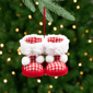 Northlight Checkered Baby Boots with Pom Poms Christmas Ornament - image 1