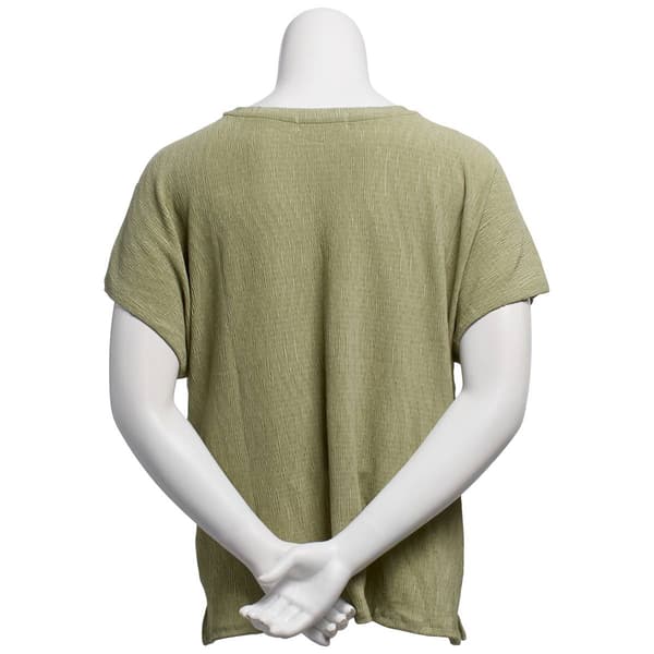 Plus Size FrenchTextured Knit Dolman Short Sleeve Blouse