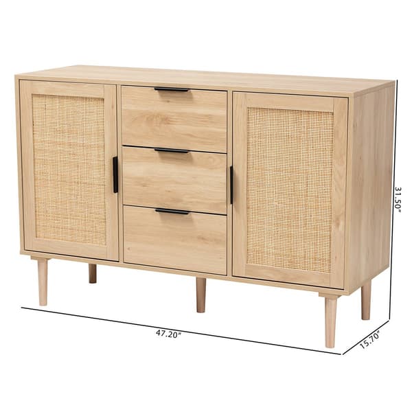 Baxton Studio Harrison Natural Brown Wood 3-Drawer Sideboard