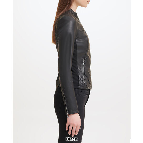 MICHAEL KORS STRETCH FAUX LEATHER LEGGINGS WITH ZIP Woman Black