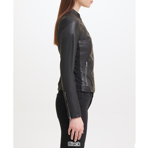 Womens Guess Faux Leather Motorcycle Jacket with Side Stretch - Boscov's