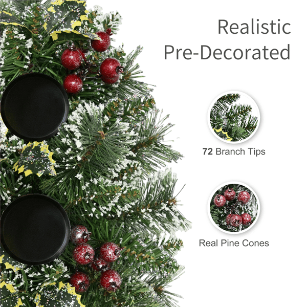 Puleo International 30in. LED Snowy Silverton Pine Centerpiece