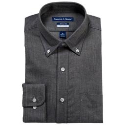 Mens Preswick & Moore Regular Fit Oxford Dress Shirt - Dark Grey