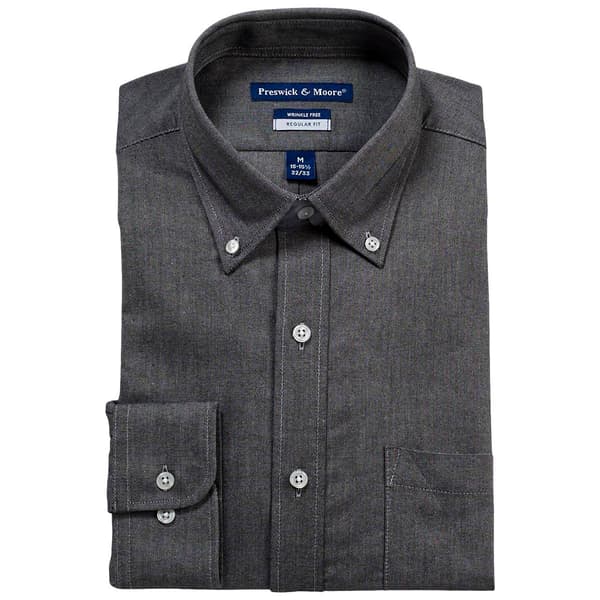 Mens Preswick & Moore Regular Fit Oxford Dress Shirt - Dark Grey - image 