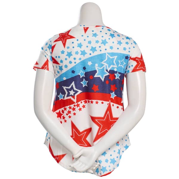 Womens OneWorld Short Sleeve Rhinestone Star Dot Tee