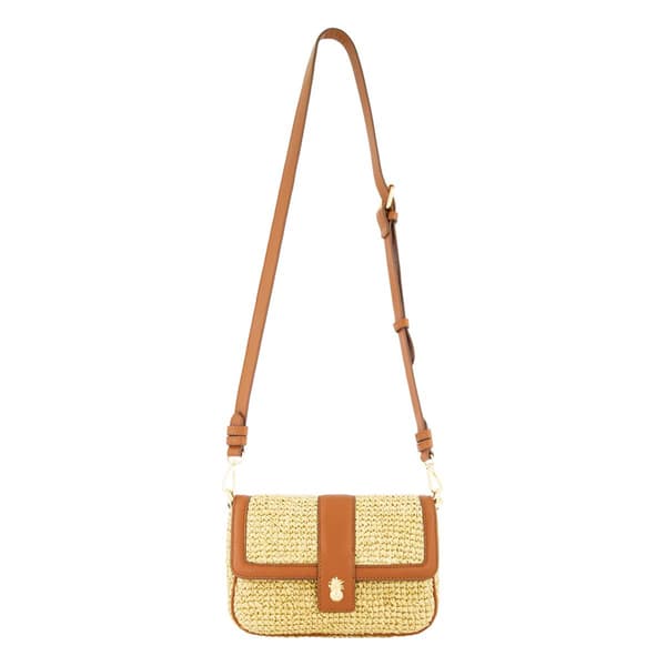 Tommy Bahama Raffia Flap Bag w/ Double Leather Strap