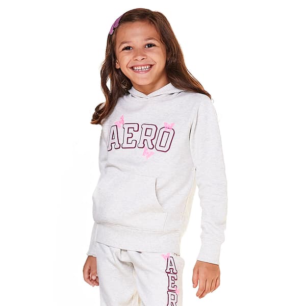 Girls (4-6x) Aeropostale Marled Felt Patch Butterfly Hoodie