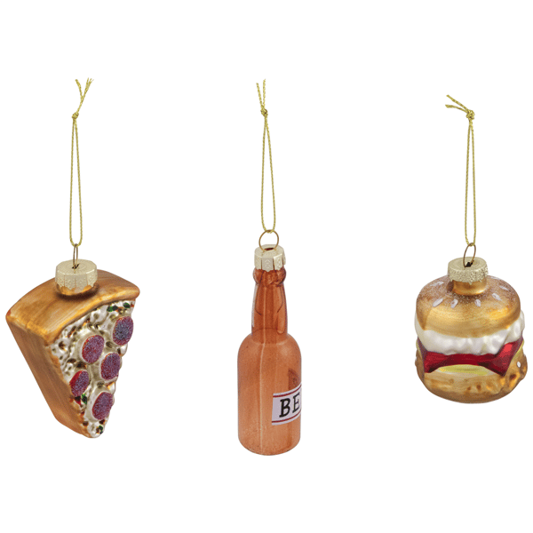Northlight 3pc. Pizza Burger and Beer Glass Christmas Ornaments