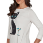 Womens Emaline Key Items 3/4 Sleeve Martini Cat Graphic Tee - image 5