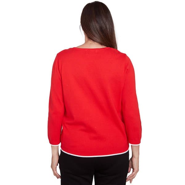Womens Alfred Dunner Wild At Heart 3/4 Sleeve Heart Sweater