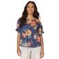 Womens Democracy Short Sleeve Keyhole Neck Woven Blouse - image 1