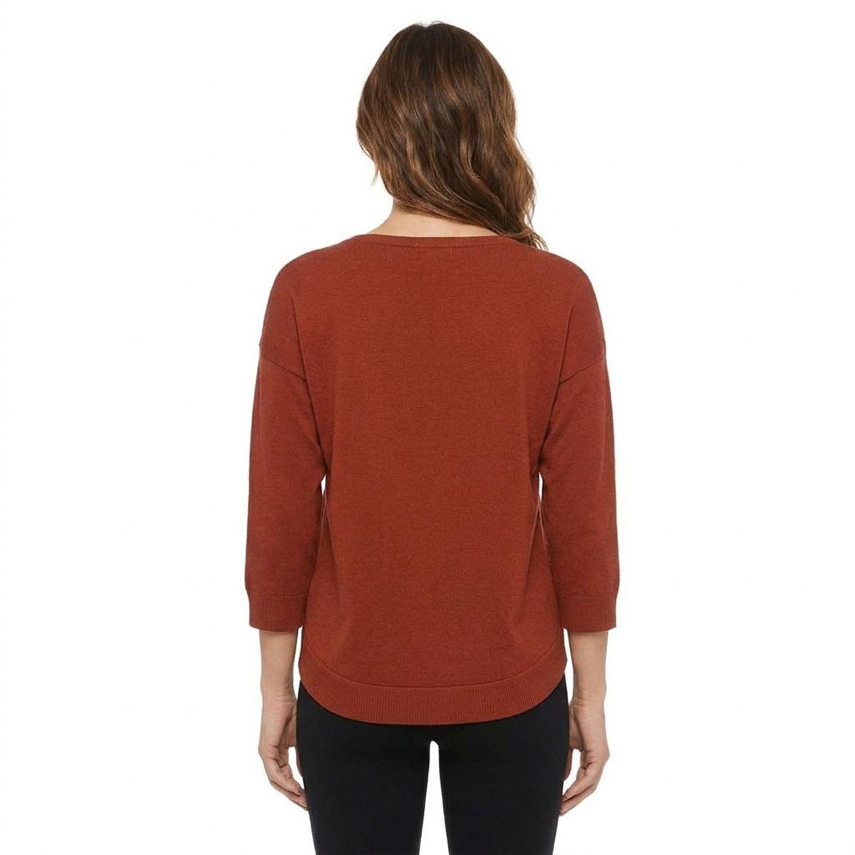 Womens Cable & Gauge 3/4 Sleeve Textured Pumpkin Sweater
