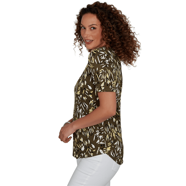 Petite Emaline Key Items Short Sleeve Round Neck Abstract Tee