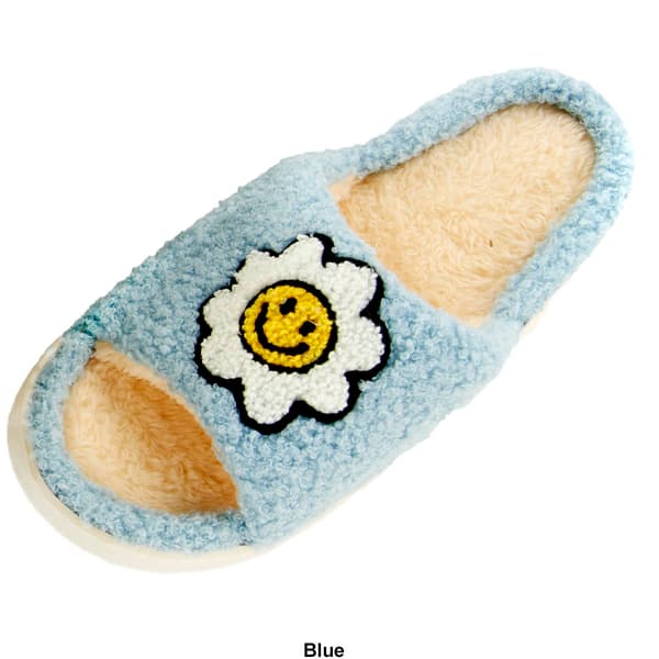 Womens Ella & Joy Flower Smiley Slide Slippers