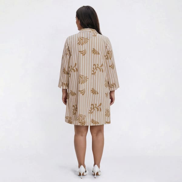 Plus Size Mlle Gabrielle Long Sleeve Coastal Stripe Shift Dress