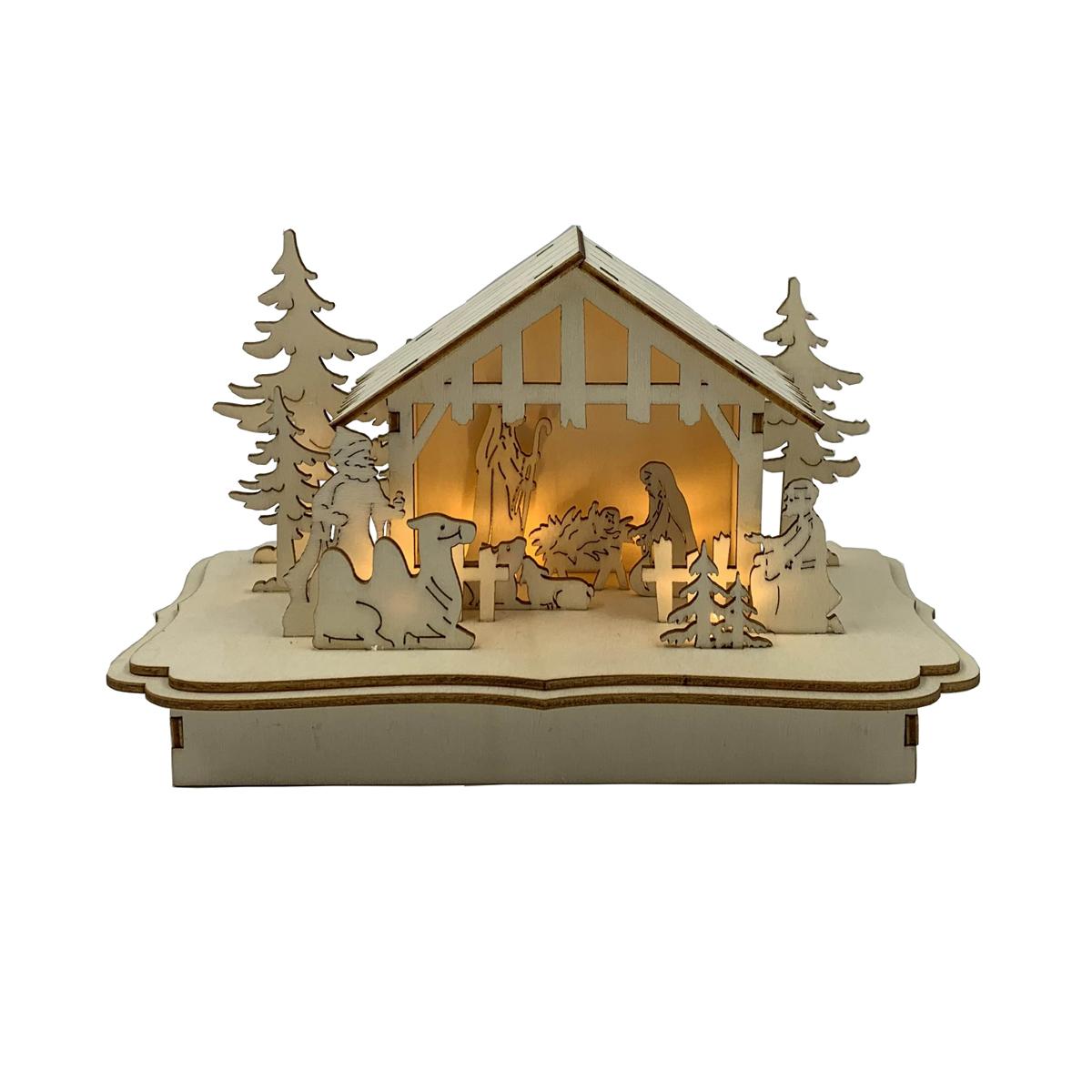 Santa’s Workshop Lighted Nativity Scene