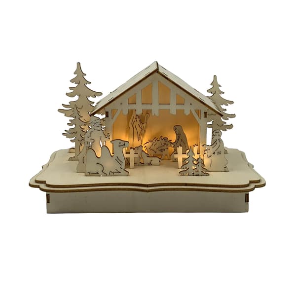 Santa's Workshop Lighted Nativity Scene - image 